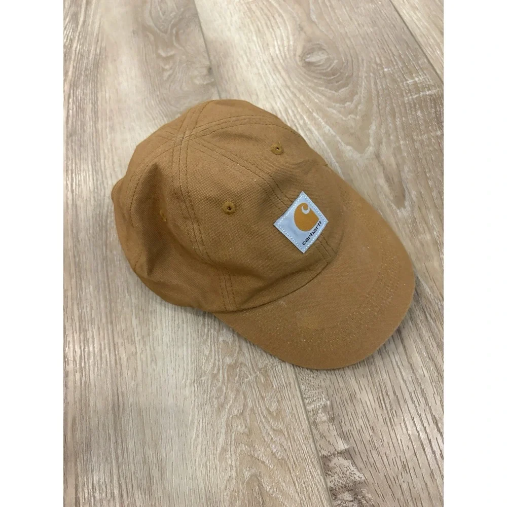 Carhartt Boys Brown Canvas Cotton Adjustable Baseball Cap One Size Logo